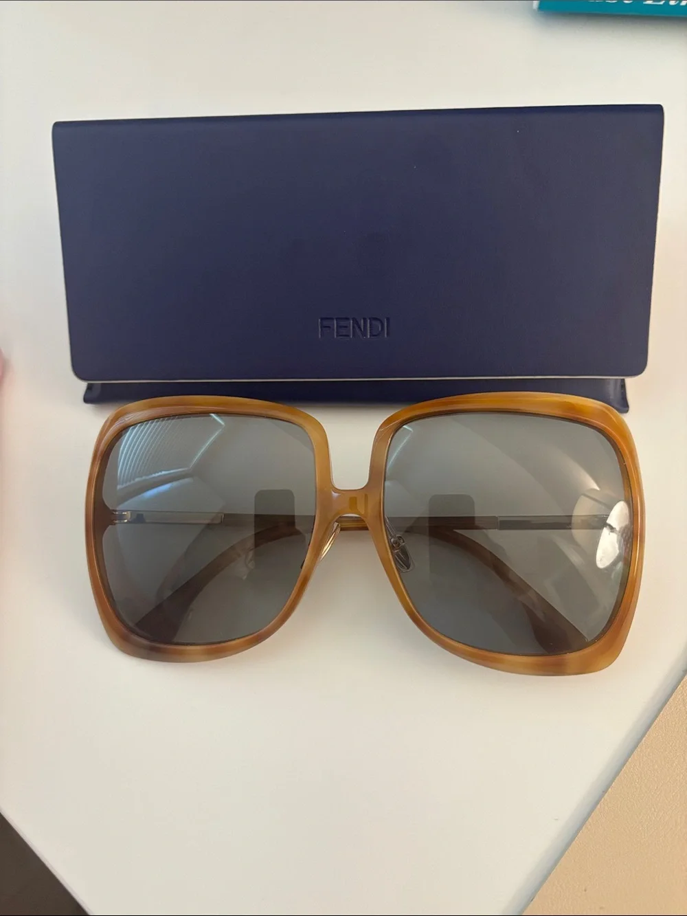 Fendi Oversized Square Sunglasses in Amber Brown with Gray Lenses